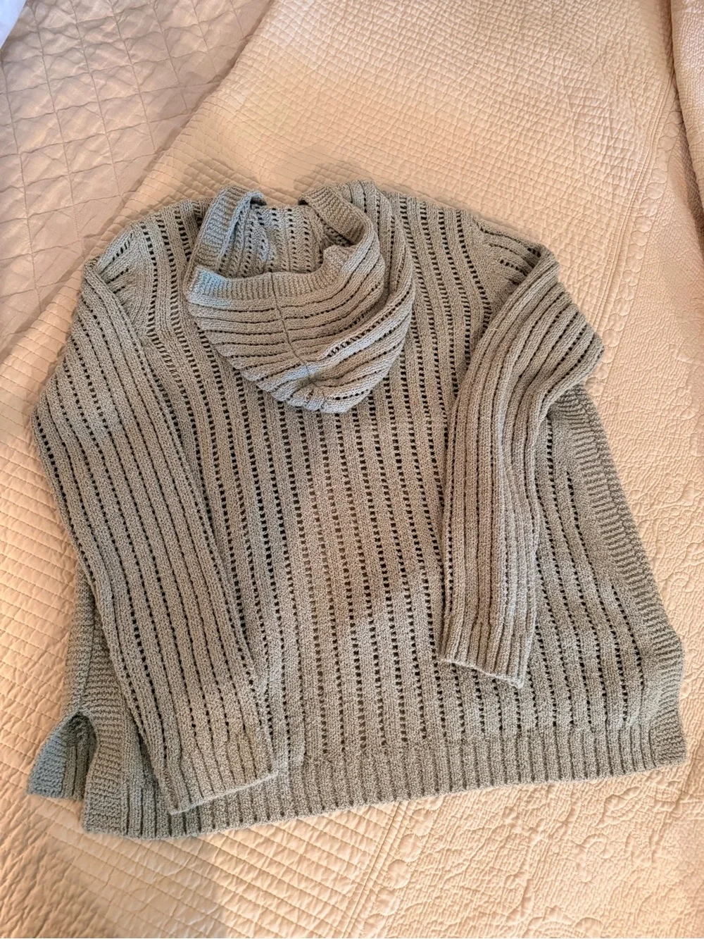 J. Jill Petite Seagrass Green Open-Knit Cardigan with Tank Set